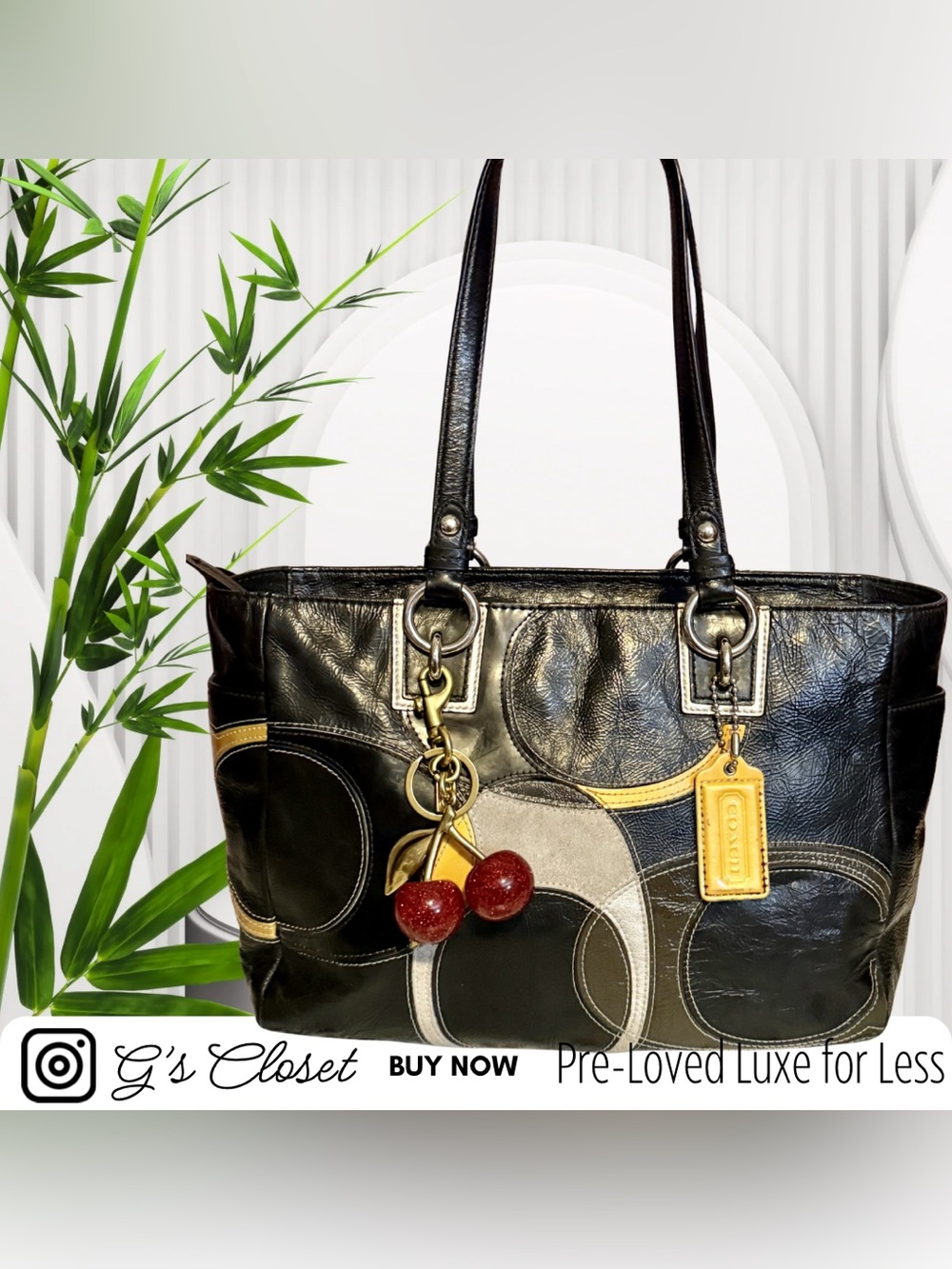 Coach Inlaid C patchwork Patent Leather Tote bag